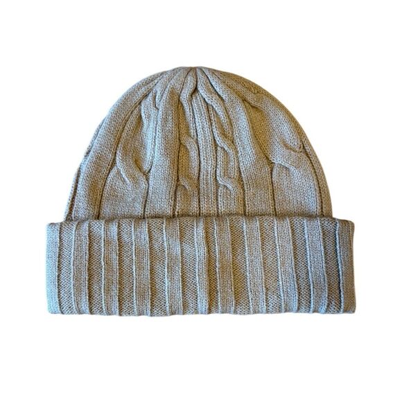 Michael Kors Beanie Hat Cable Knit Wool Blend Tan Womens One Size - Picture 2 of 7